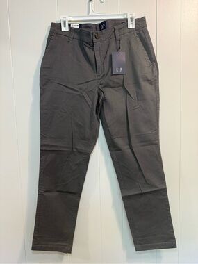 NWT GAP Woman’s 8 Relaxed Ankle Girlfriend Charcoal Gray Chino Pants 96% Cotton